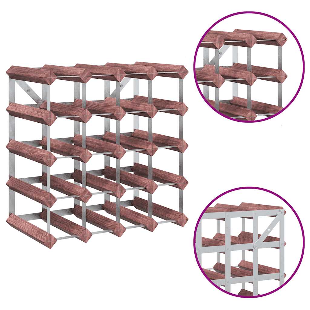 Portabottiglie per 20 Bottiglie Legno Massello di Pino Marrone