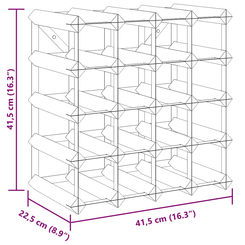 Portabottiglie per 20 Bottiglie Legno Massello di Pino Marrone