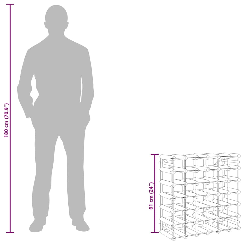 Portabottiglie per 42 Bottiglie Legno Massello di Pino Marrone