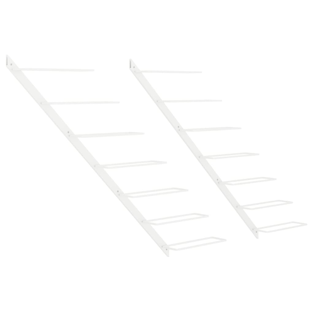 Portavini da Parete per 7 Bottiglie 2 pz Metallo Bianco