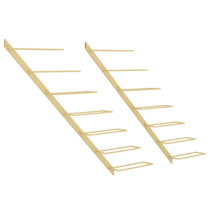 Portavini da Parete per 7 Bottiglie 2 pz Metallo Dorato