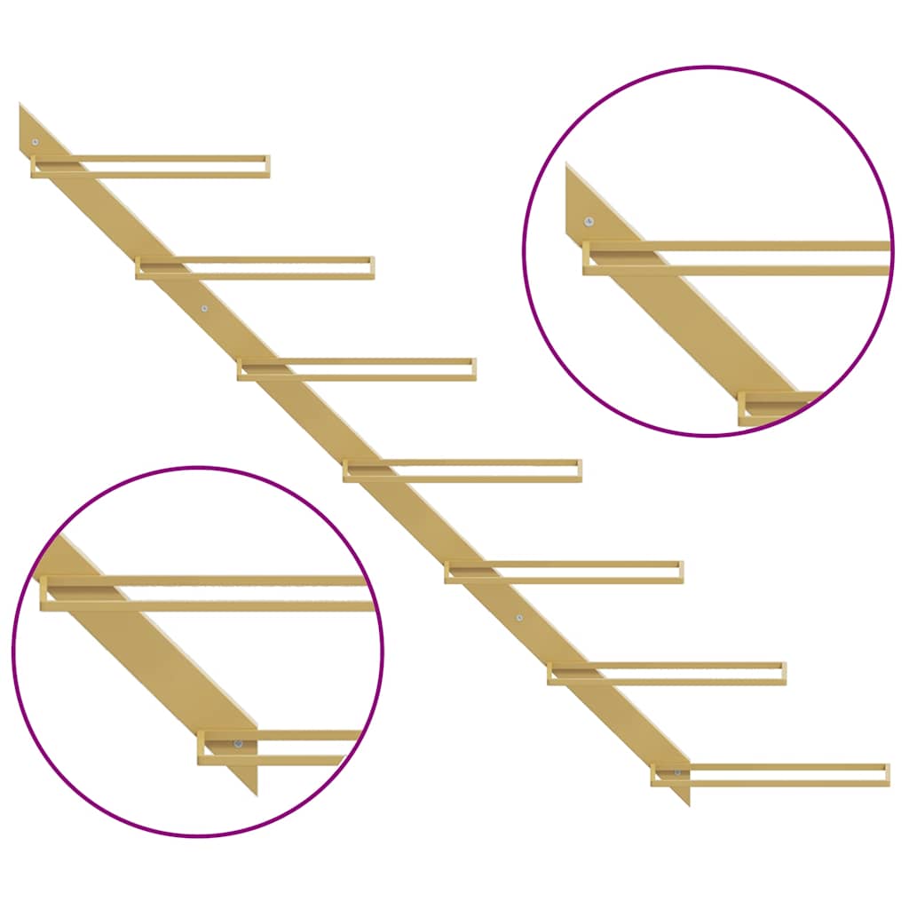 Portavini da Parete per 7 Bottiglie 2 pz Metallo Dorato