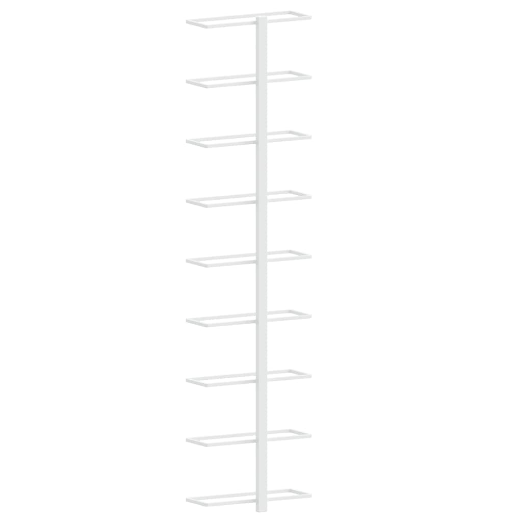 Portavini da Parete per 9 Bottiglie Bianco in Ferro