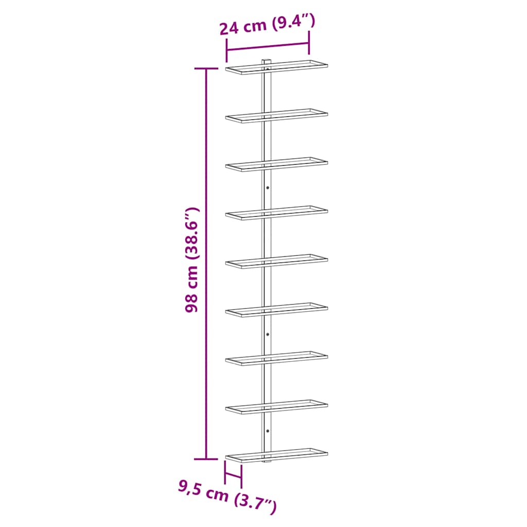 Portavini da Parete per 9 Bottiglie 2 pz Bianco in Ferro