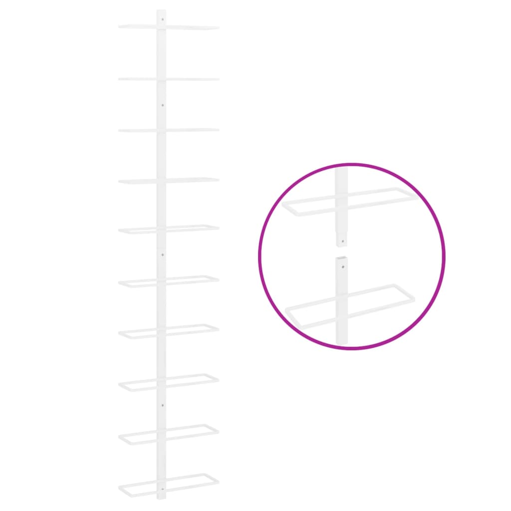 Portavini da Parete per 10 Bottiglie Bianco in Metallo