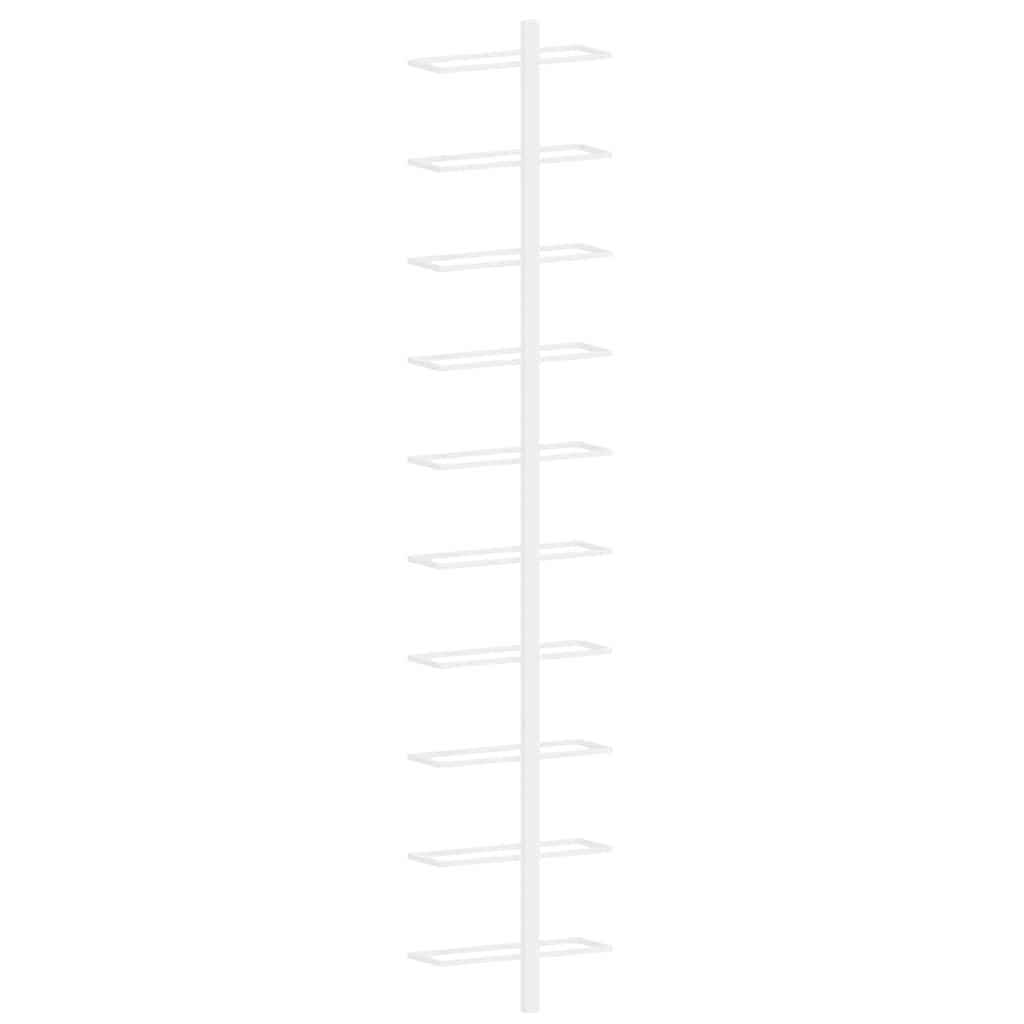 Portavini da Parete per 10 Bottiglie Bianco in Metallo