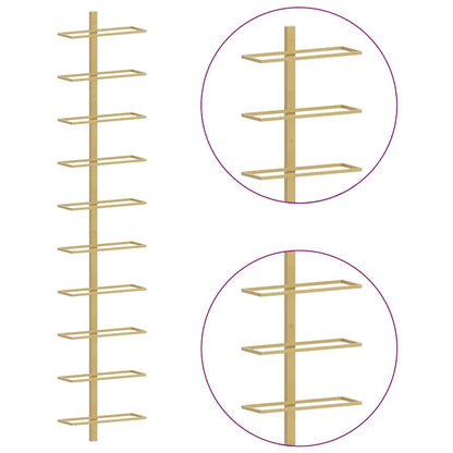 Portavini da Parete per 10 Bottiglie Dorato in Metallo