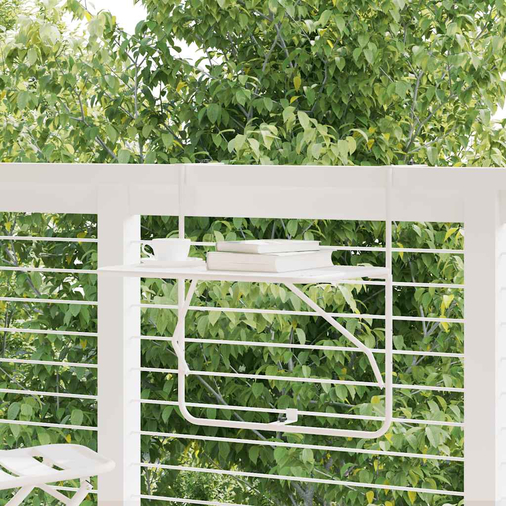Tavolo da Balcone Bianco 60x40 cm in Acciaio
