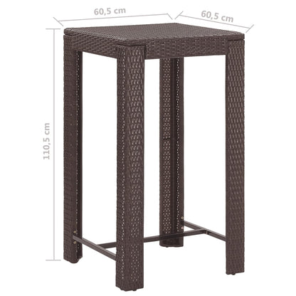 Set da Bar da Giardino 5 pz con Cuscini in Polyrattan Marrone