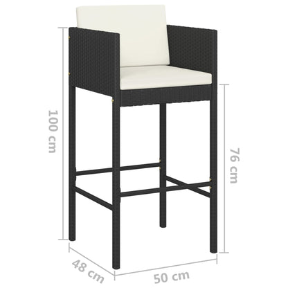 Set Bar da Giardino 5 pz con Cuscini Polyrattan Nero | homemem39