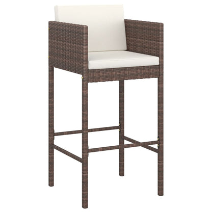 3 pc Garden Bar Set with Brown Polyrattan Cushions