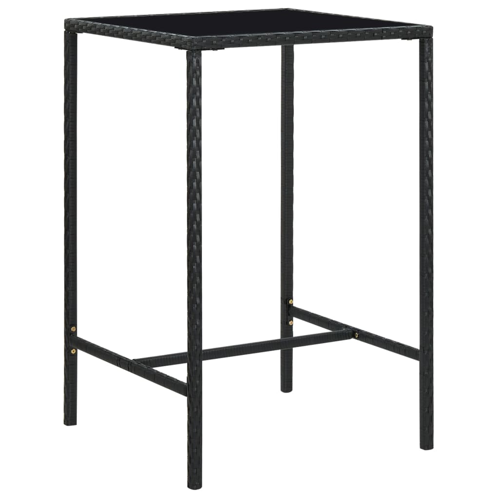 3 pc Garden Bar Set with Black Polyrattan Cushions