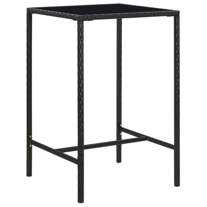3 pc Garden Bar Set with Black Polyrattan Cushions
