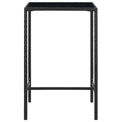 3 pc Garden Bar Set with Black Polyrattan Cushions