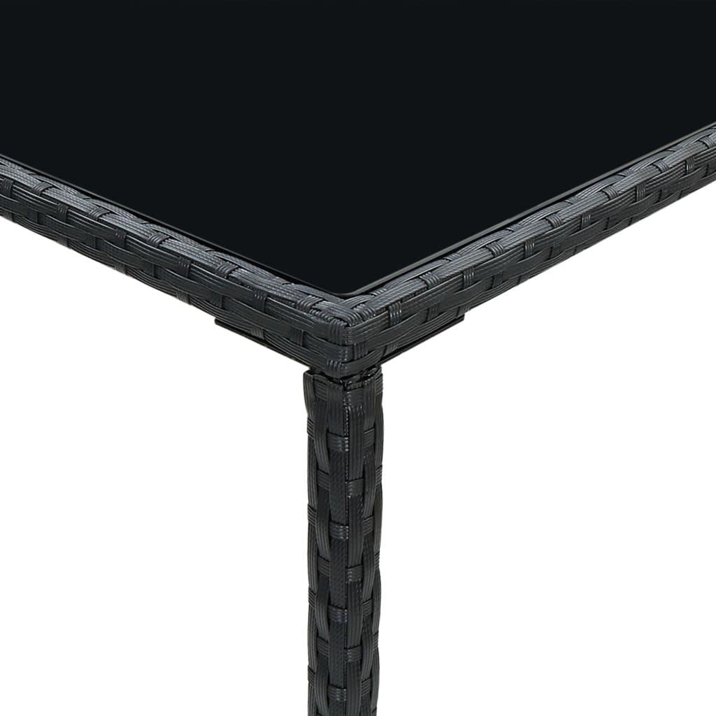 3 pc Garden Bar Set with Black Polyrattan Cushions