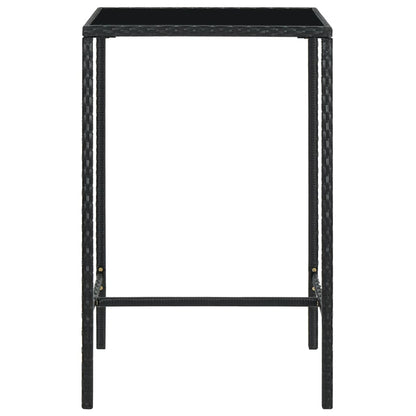 5 pc Garden Bar Set with Black Polyrattan Cushions