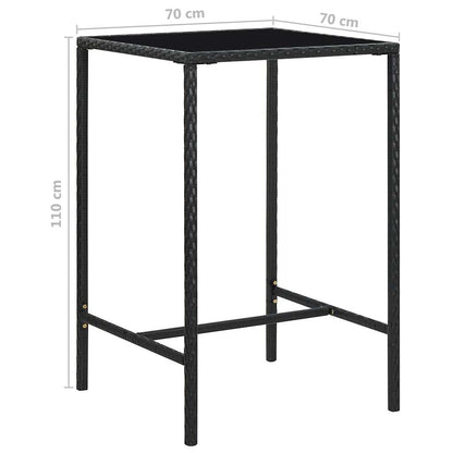 5 pc Garden Bar Set with Black Polyrattan Cushions