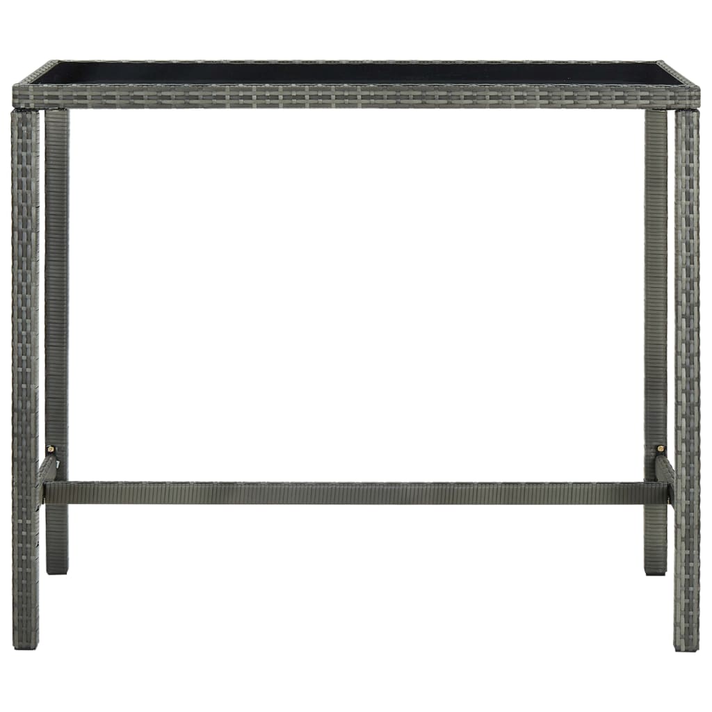 5 pc Garden Bar Set with Gray Polyrattan Cushions