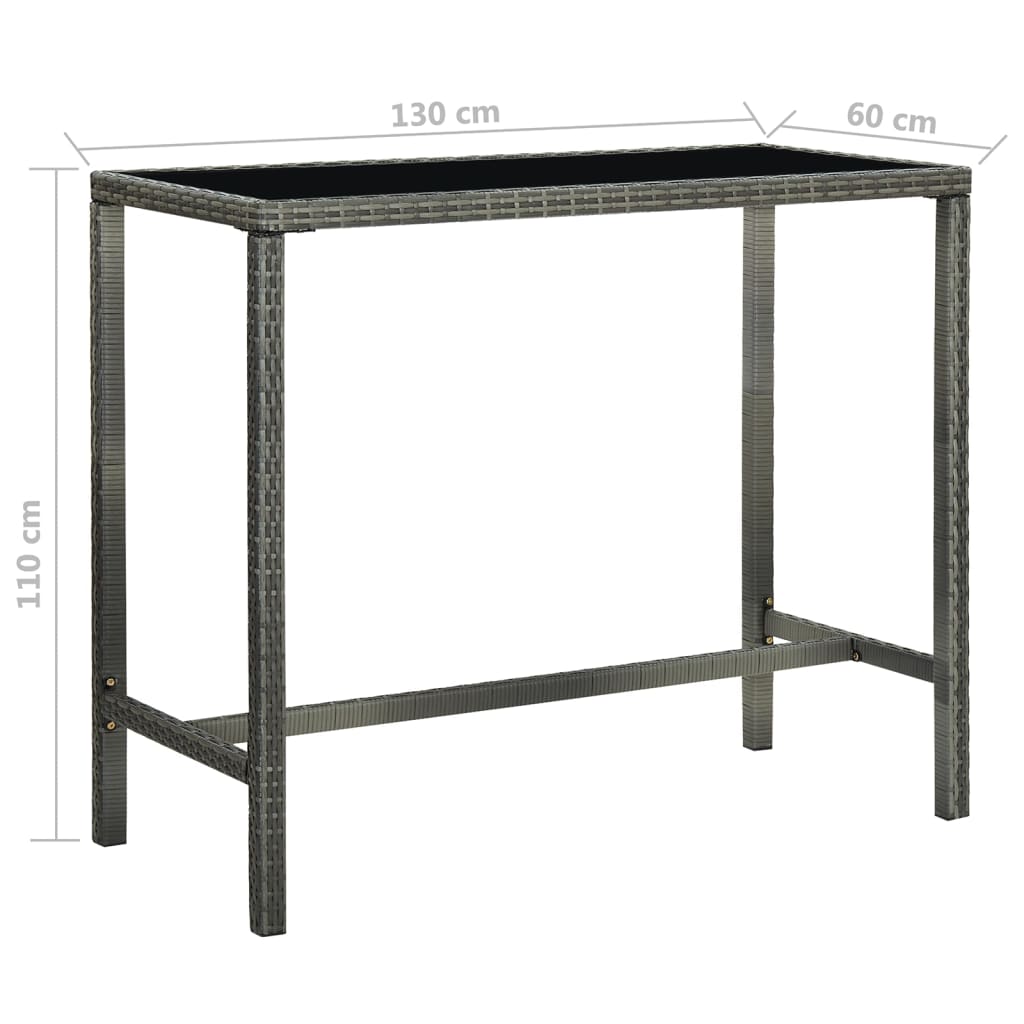 5 pc Garden Bar Set with Gray Polyrattan Cushions