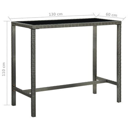 5 pc Garden Bar Set with Gray Polyrattan Cushions
