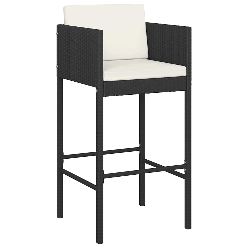 Set Bar da Giardino 5 pz con Cuscini in Polyrattan Nero | homemem39