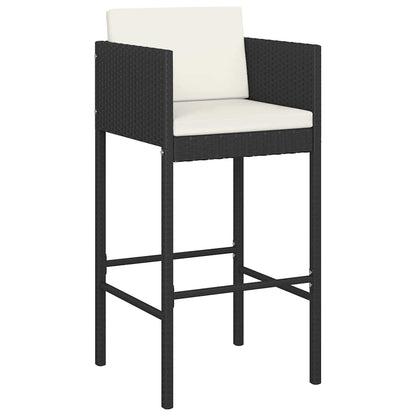 Set Bar da Giardino 5 pz con Cuscini in Polyrattan Nero | homemem39