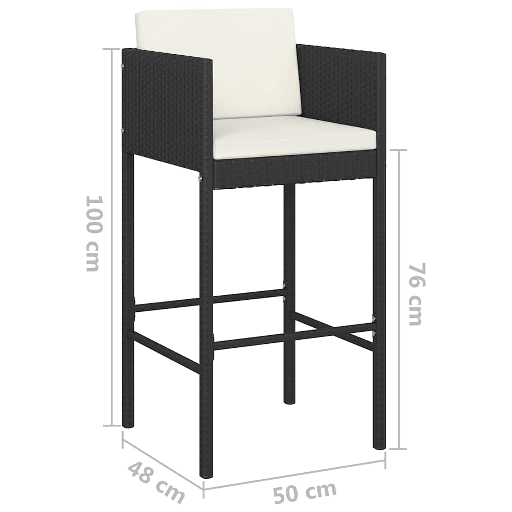 Set Bar da Giardino 5 pz con Cuscini in Polyrattan Nero | homemem39