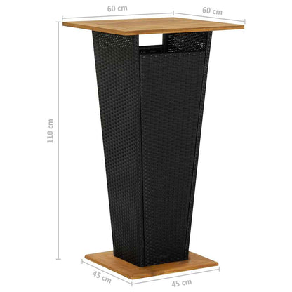 Set Bar da Giardino 5 pz con Cuscini in Polyrattan Nero | homemem39