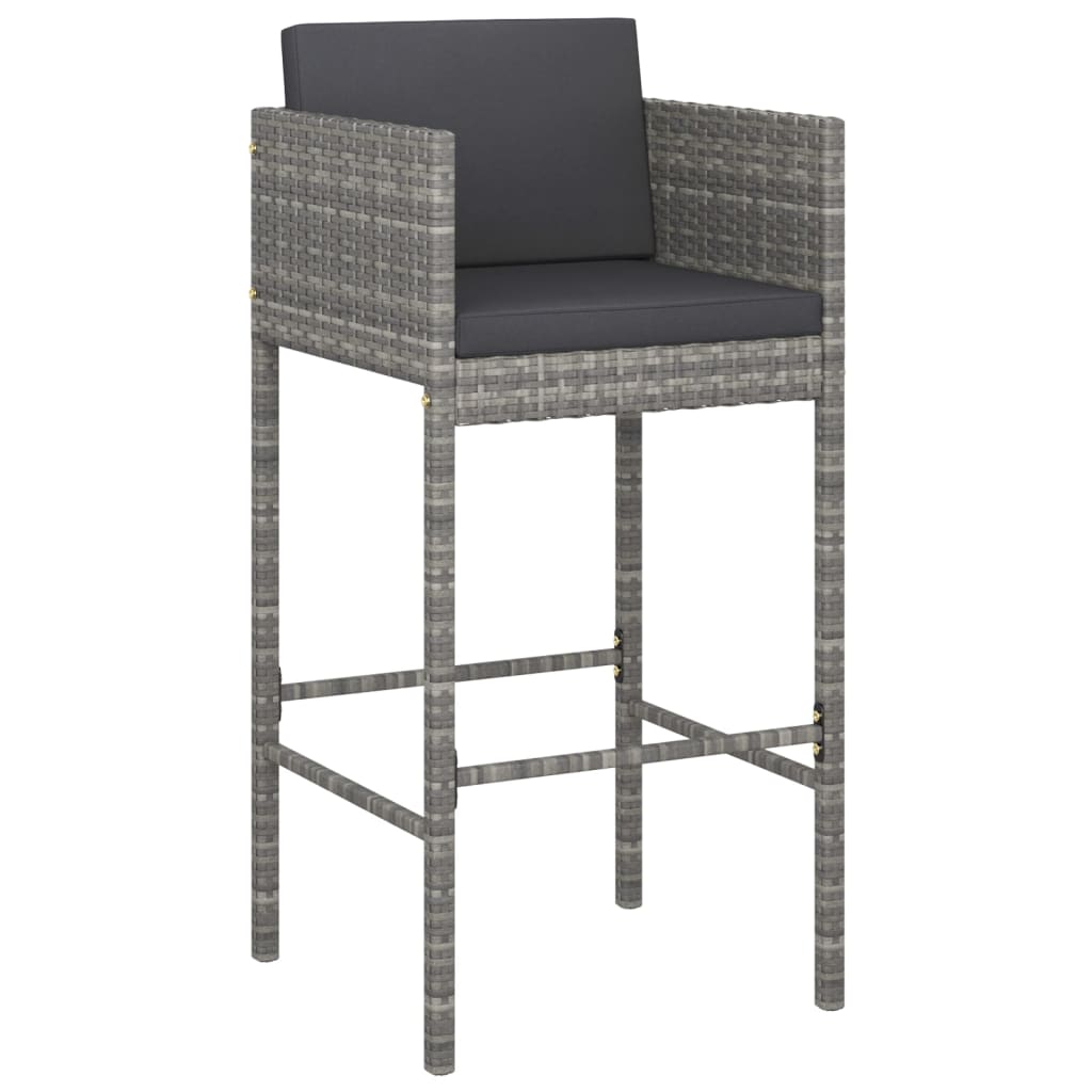 Set da Bar da Giardino 5 pz con Cuscini in Polyrattan Grigio | homemem39