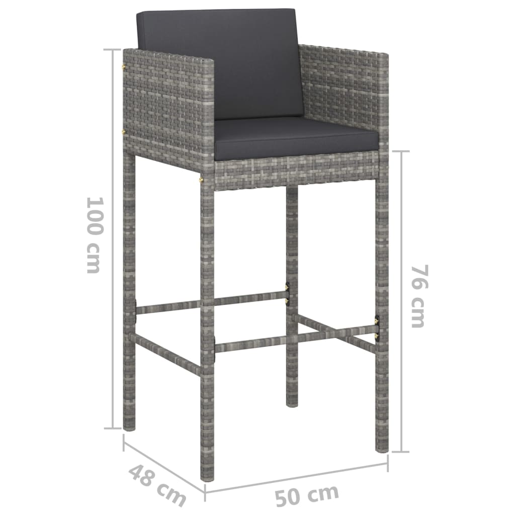 Set da Bar da Giardino 5 pz con Cuscini in Polyrattan Grigio | homemem39