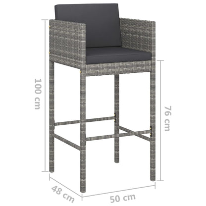 Set da Bar da Giardino 5 pz con Cuscini in Polyrattan Grigio | homemem39
