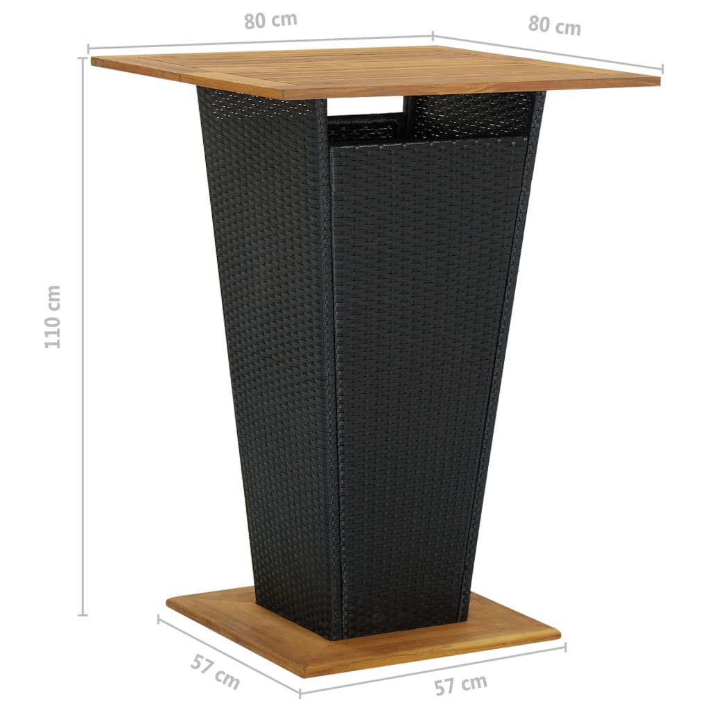 Set Bar da Giardino 5 pz con Cuscini in Polyrattan Nero - homemem39