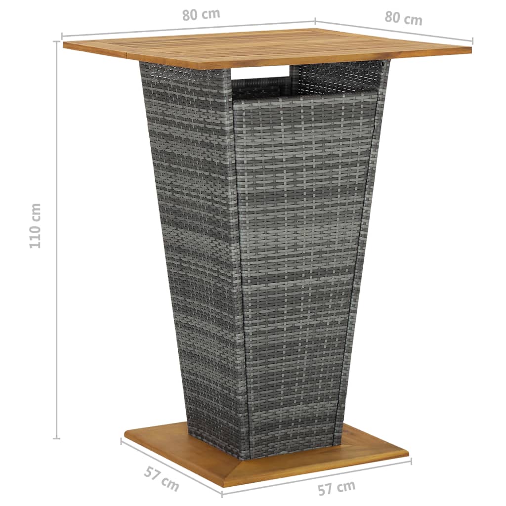 Set da Bar da Giardino 5 pz con Cuscini in Polyrattan Grigio - homemem39