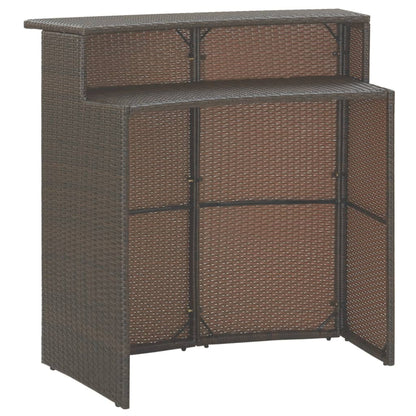 3 pc Garden Bar Set with Brown Polyrattan Cushions