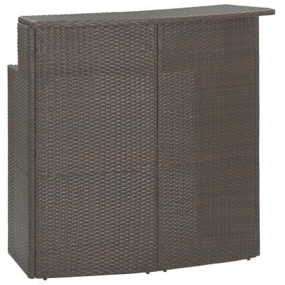 3 pc Garden Bar Set with Brown Polyrattan Cushions