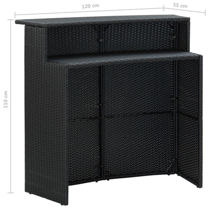 Set Bar da Giardino 3 pz con Cuscini Polyrattan Nero - homemem39