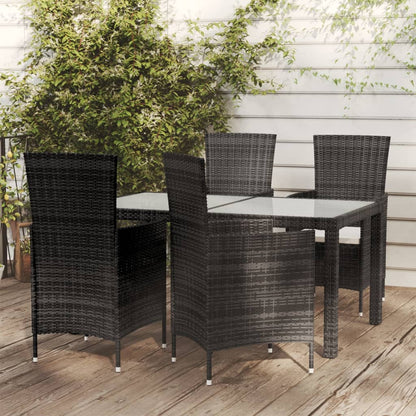 Set da Pranzo da Giardino 5 pz con Cuscini in Polyrattan Nero - homemem39