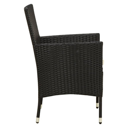 7-piece Garden Dining Set with Black Polyrattan Cushions