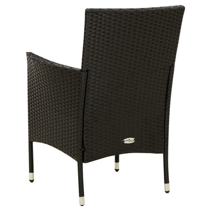 7-piece Garden Dining Set with Black Polyrattan Cushions