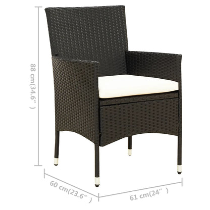 7-piece Garden Dining Set with Black Polyrattan Cushions