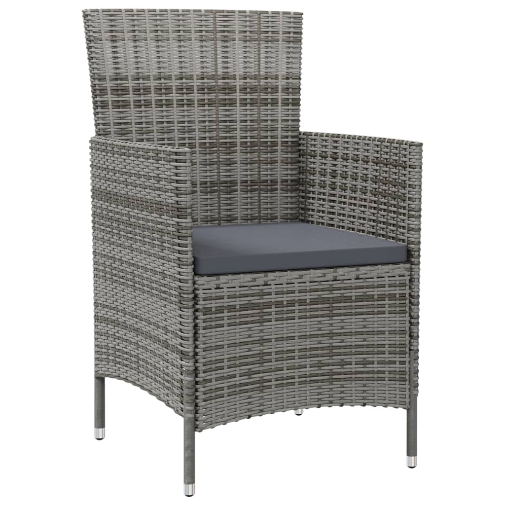 Set da Pranzo per Esterni 7 pz con Cuscini in Polyrattan Grigio | homemem39