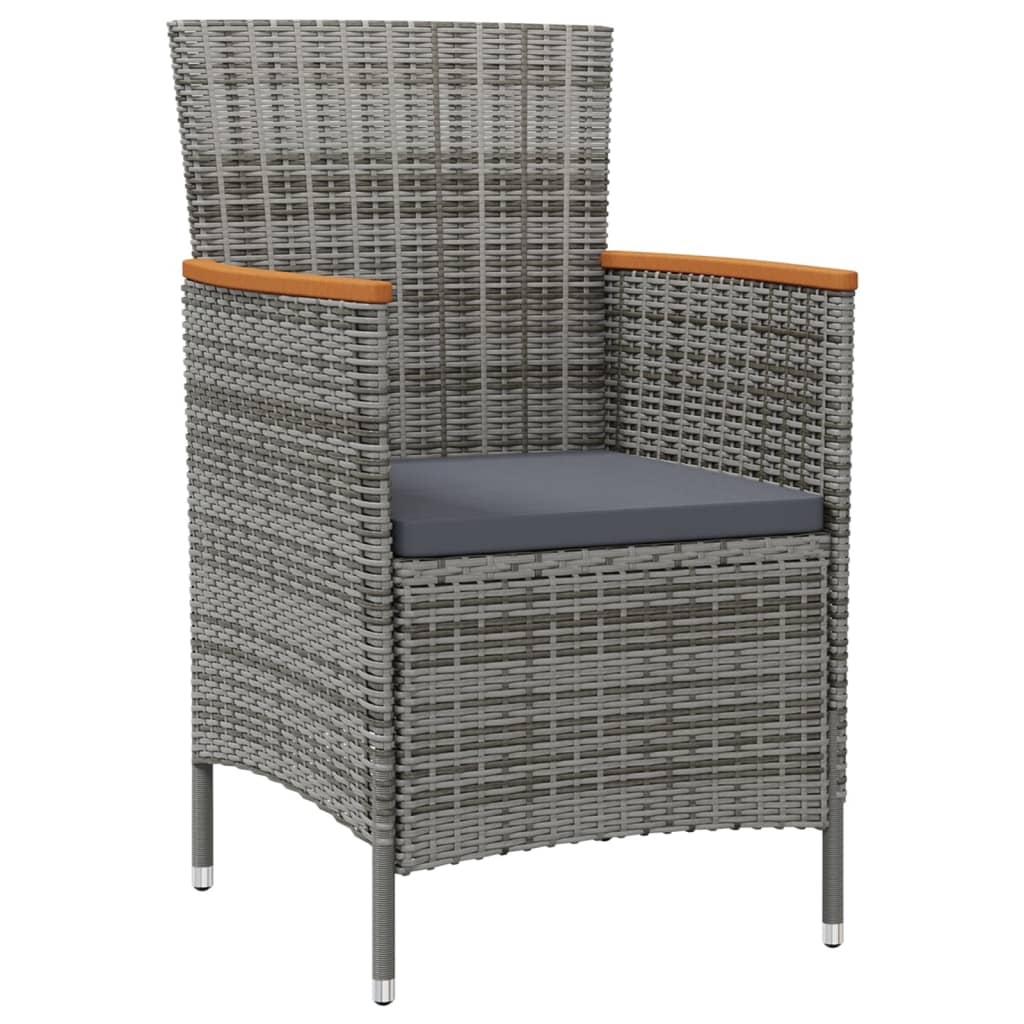 Set da Giardino 7 pz con Cuscini in Polyrattan Nero e Grigio | homemem39