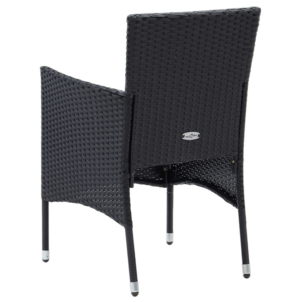Set da Pranzo da Giardino 3 pz con Cuscini in Polyrattan Nero - homemem39