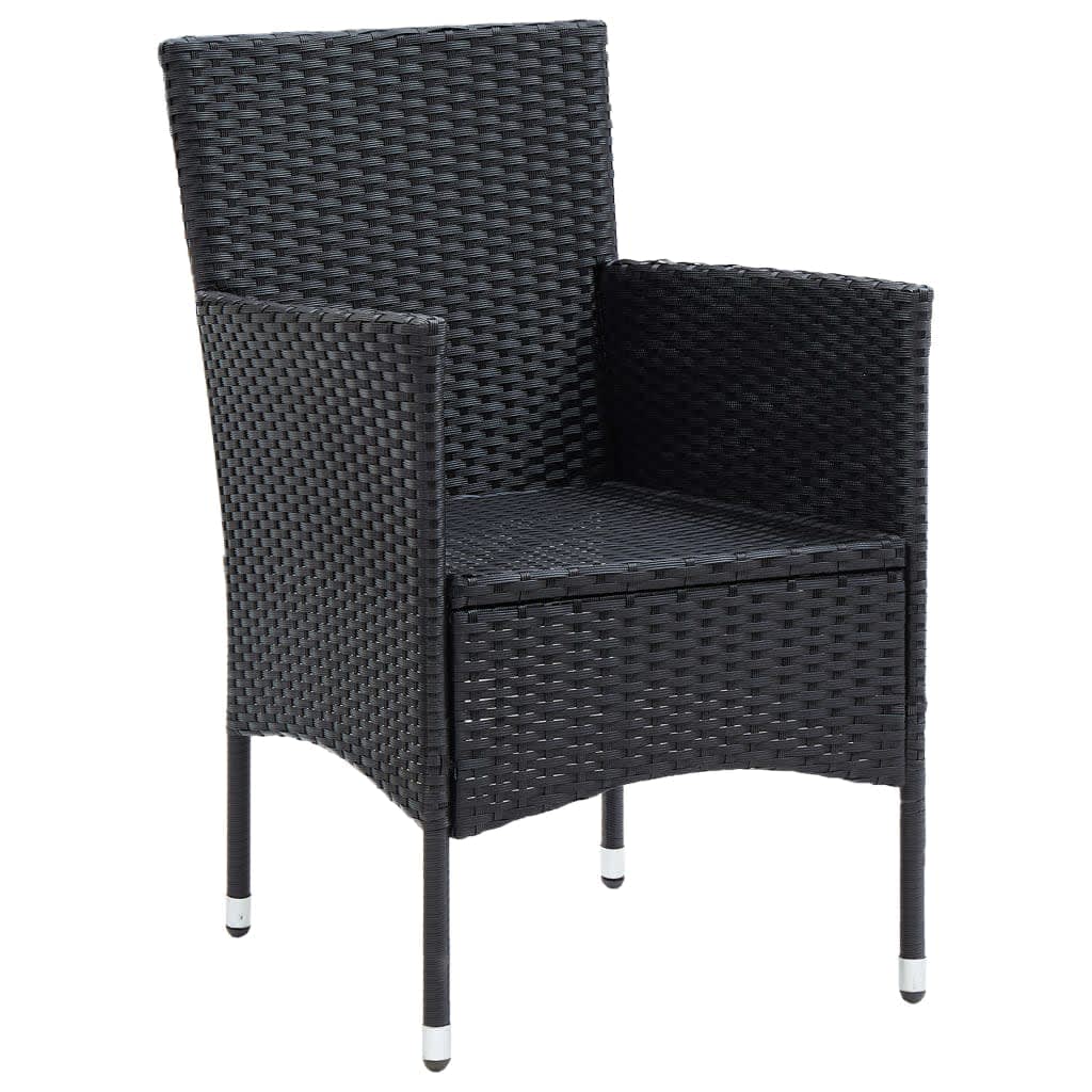 Set da Pranzo da Giardino 7 pz Nero con Cuscini in Polyrattan | homemem39