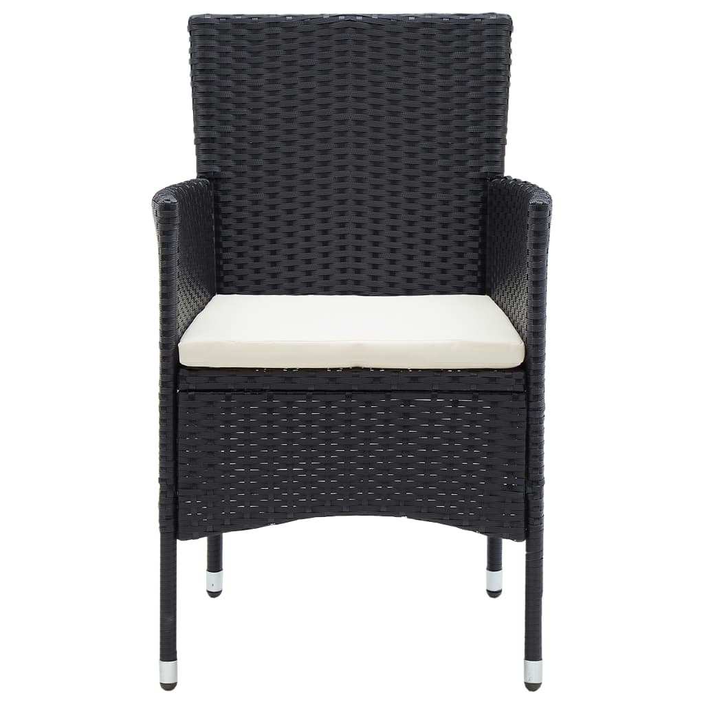 Set da Pranzo da Giardino 9 pz con Cuscini Nero in Polyrattan