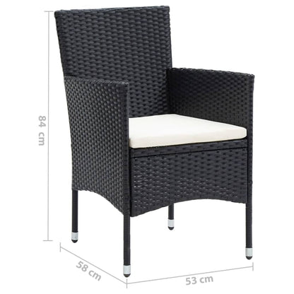 Set da Pranzo da Giardino 9 pz con Cuscini Nero in Polyrattan | homemem39