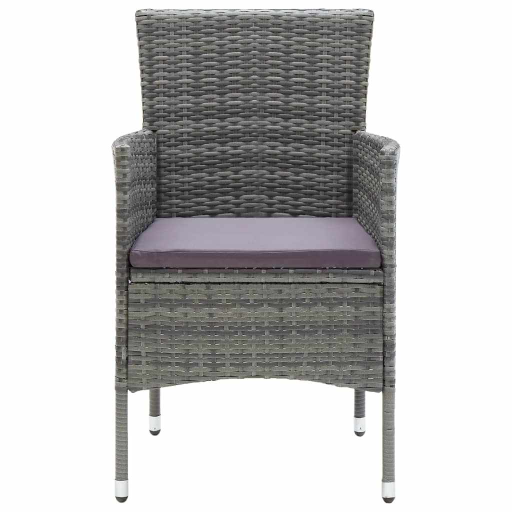 Set da Pranzo per Giardino 5 pz con Cuscini Polyrattan Grigio