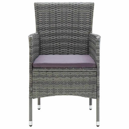 Set da Pranzo per Giardino 5 pz con Cuscini Polyrattan Grigio