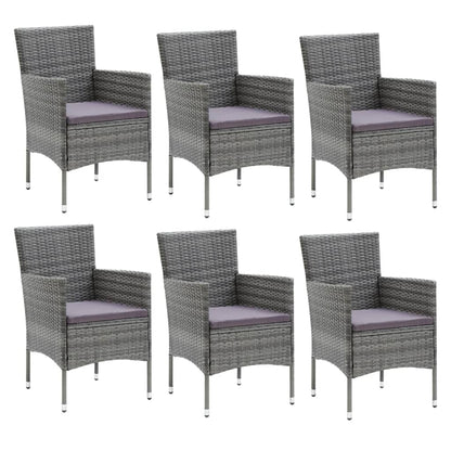 Set da Pranzo da Giardino 7 pz con Cuscini in Polyrattan Grigio - homemem39