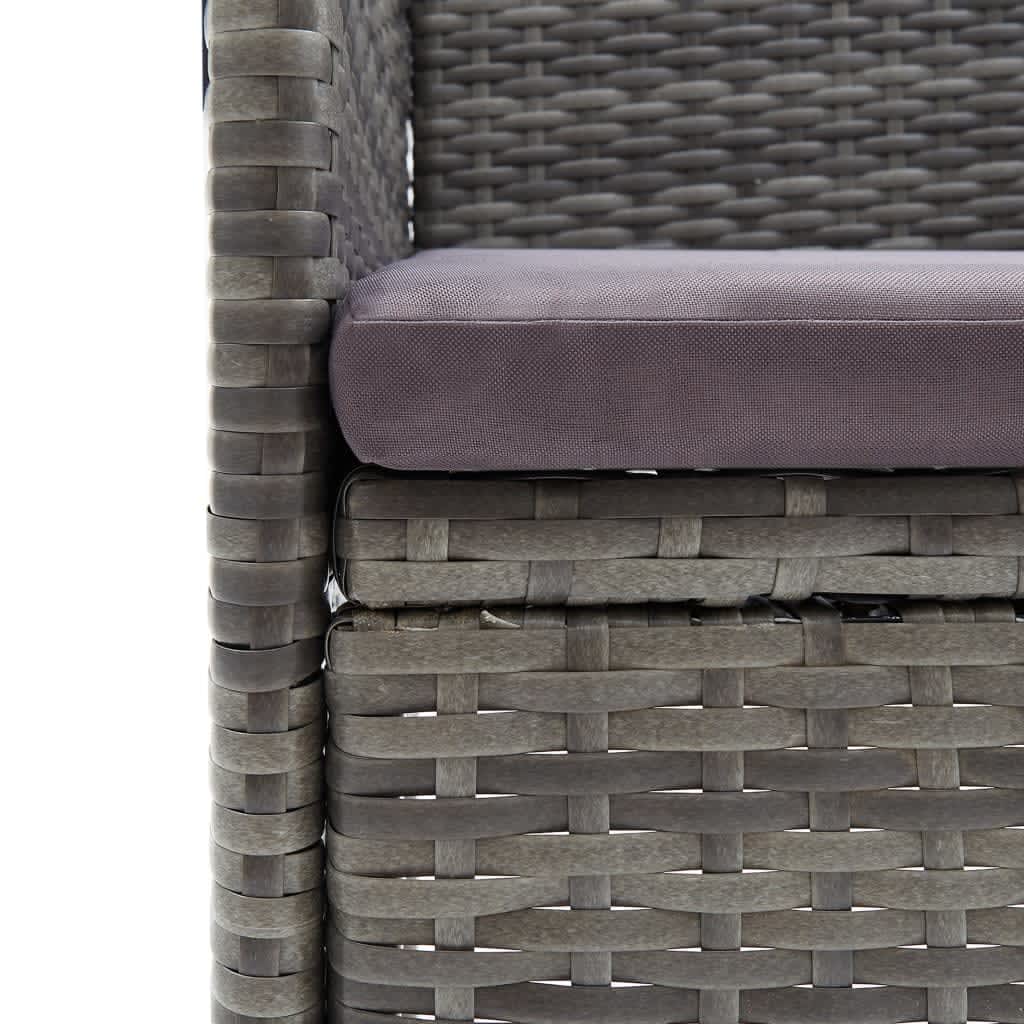 Set da Pranzo da Giardino 7 pz con Cuscini in Polyrattan Grigio | homemem39